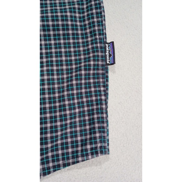 Patagonia Plaid Shirt Men's Medium Green Blue Organic Cotton Blend Button Up - Picture 4 of 7